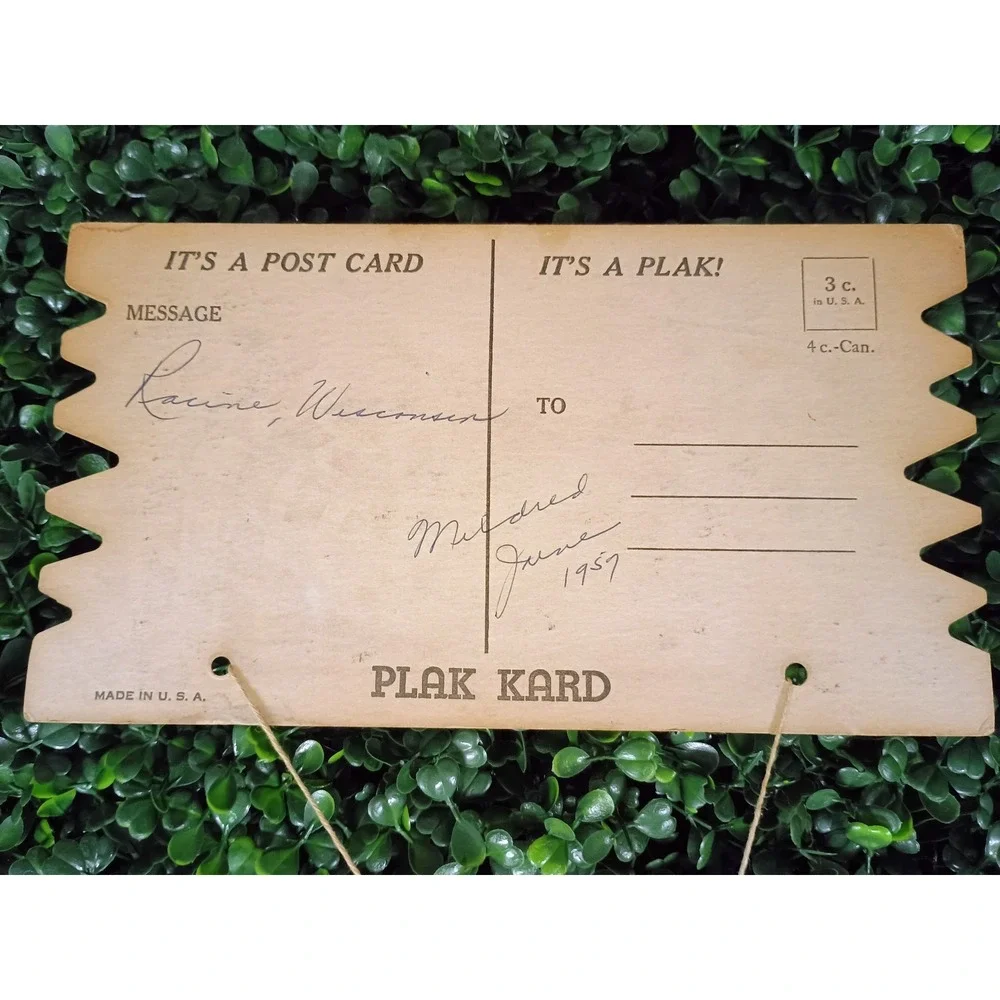 Vintage 1957 Plak Kard Humorous Office Sign Postcard Work Humor Racine Wisconsin